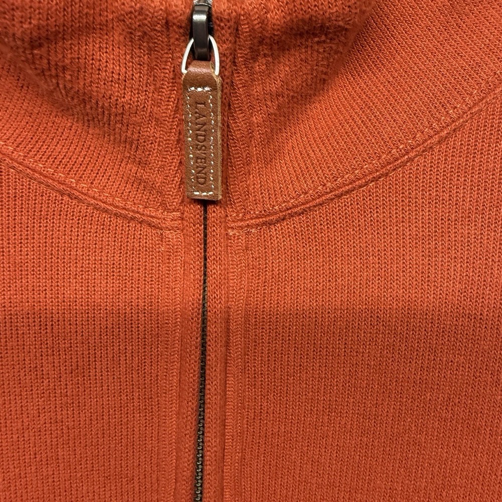 Lands End Mens Large Burnt Orange 100% Cotton Quarter Zip Pullover Sweater - Picture 10 of 14